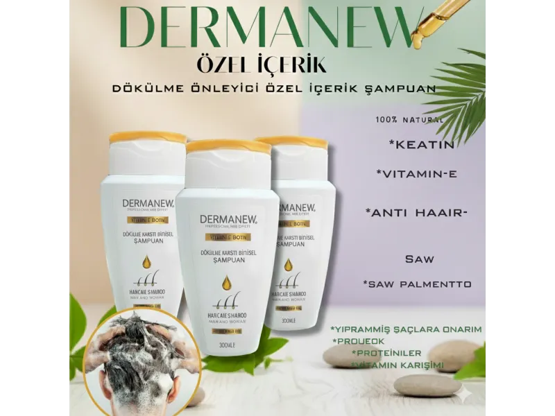 Dermanew 3’Lü Dökülme Karşıtı Bitkisel Şampuan
